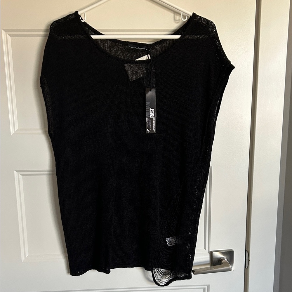 William Rast Black Sheer Muscle Tee